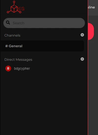 User interface showing chat channels and options