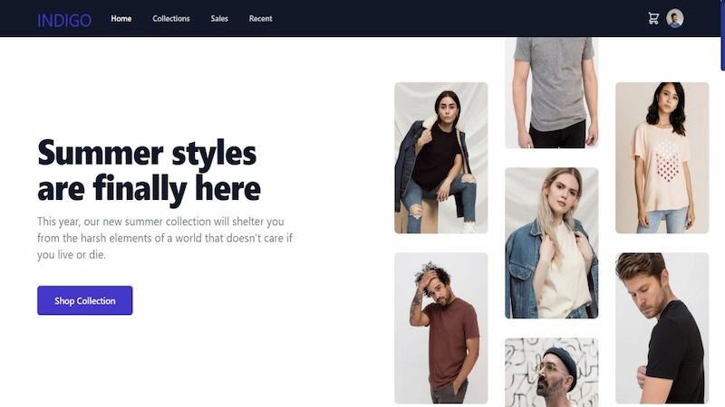 Ecommerce website with images of clothing models