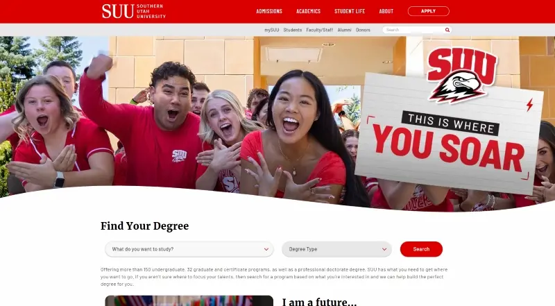 Southern Utah University website homepage